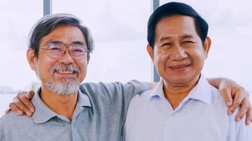 Portrait of two smiling senior men. photo