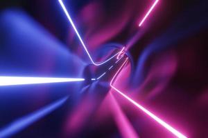 Technology abstract background futuristic neon light in gloss black tunnel for digital data network technology. speed internet 3d illustration photo