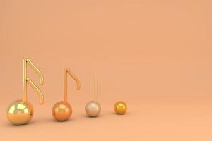 Ilustración 3D de nota musical. fondo de melodía musical. foto