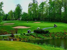 Golf Carts Travelling Down the Path photo