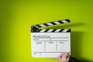 movie clapper on green  background photo