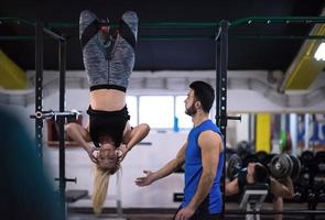 woman doing abs exercises photo