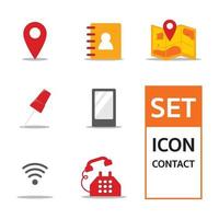 conjunto de icono de contacto. elemento de teléfono, pin, mapa y más. ilustración vectorial aislado sobre fondo blanco vector