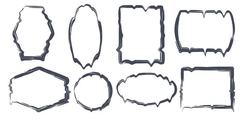 Set of paint frames. Black watercolor fashion background for design business cards, invitations, gift cards, flyers and brochures. Design elements. Abstract  Geometric shape. Vector.