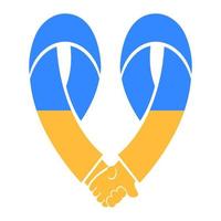 guerra de ucrania corazón con colores azul y amarillo de la bandera ucraniana aislado. paz a ucrania. unir concepto. Oren por Ucrania. no a la guerra. ilustración plana vectorial vector