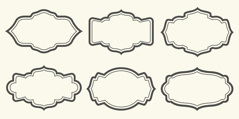 Set of black frames. Different vintage frame border isolated. Collection of oval, circle, square shapes for photos, text, greetings, announcements, cards, menu. Vector retro illustration