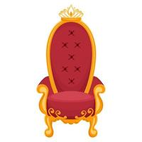 trono de época. sillón real aislado. silla de trono dorado para tarjeta de visita de decoración, plantilla de tarjeta vip. ilustración plana vectorial vector