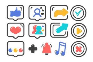 iconos de redes sociales. iconos de información para comunicación en línea, red. conjunto de símbolos de iconos web. vector