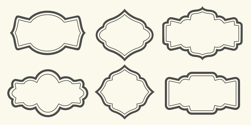 Set of black frames. Different vintage frame border isolated. Collection of oval, circle, square shapes for photos, text, greetings, announcements, cards, menu. Vector retro illustration