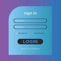 login form page. Vector template for your design. Website ui concept