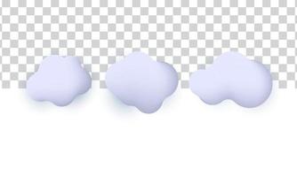 unique realistic cute three cloud icon 3d design isolated on vector