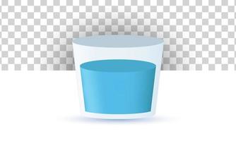 diseño 3d de icono de agua de vidrio lindo realista único aislado en vector