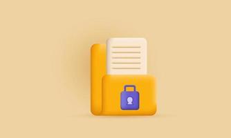 unique realistic lock folder 3d design isolated on vector