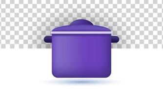 icono de olla de cocina realista único diseño 3d aislado en vector