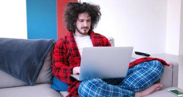 man drinking coffee enjoying relaxing lifestyle photo