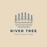 river tree line art logo, icon and symbol,  vector illustration design