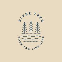 river tree line art logo, icon and symbol,  vector illustration design