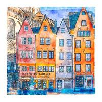 Cologne Germany Watercolor sketch hand drawn illustration vector