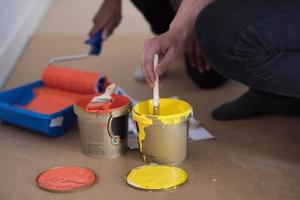 painters prepare color for painting photo