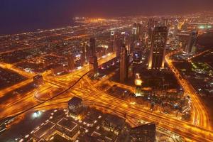 Dubai night skyline photo