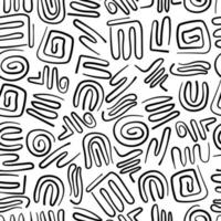 Abstract hand drawn doodle seamless pattern on black and white vector illustration
