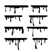 Set of hand drawn liquid paint dripping and flowing isolated in a white background vector