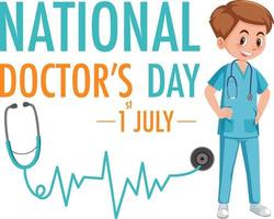 Male doctor on doctor day in July logo vector