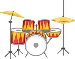 A drum set on white background vector