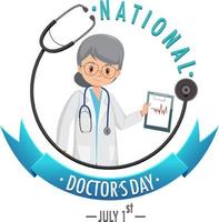 Female doctor on doctor day in July logo vector