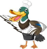 Cartoon duck wearing chef hat vector