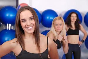 happy girl in fitness studio photo