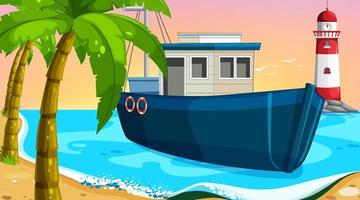 Ship on the ocean scene vector