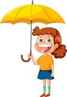 A girl holding umbrella cartoon character vector