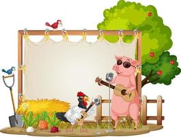 Empty banner template with farm animals vector