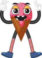 cono de helado con expresión facial vector