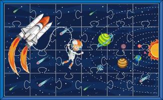 Astronaut in space photo puzzle game template vector