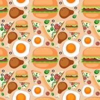 Cartoon food and dessert seamless pattern vector