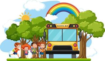 Children going to school by bus vector