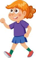 Cute girl walking cartoon character vector