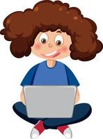 A girl using laptop cartoon character vector