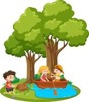 Children at the park isolated vector