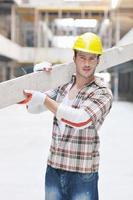 hard worker on construction site photo