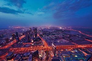 Dubai night skyline photo