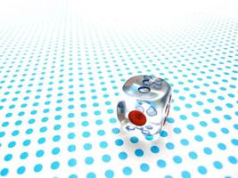 gamblig dice on blue dotted background photo