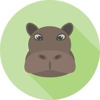 Hippopotamus Face Flat Long Shadow Icon vector