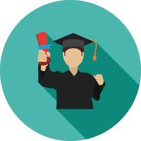 Student Holding Degree Flat Long Shadow Icon vector