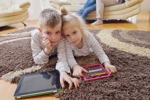 happy young family at home photo