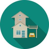 House with Garage Flat Long Shadow Icon vector