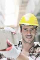 hard worker on construction site photo