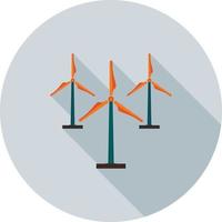 Multiple Windmills Flat Long Shadow Icon vector